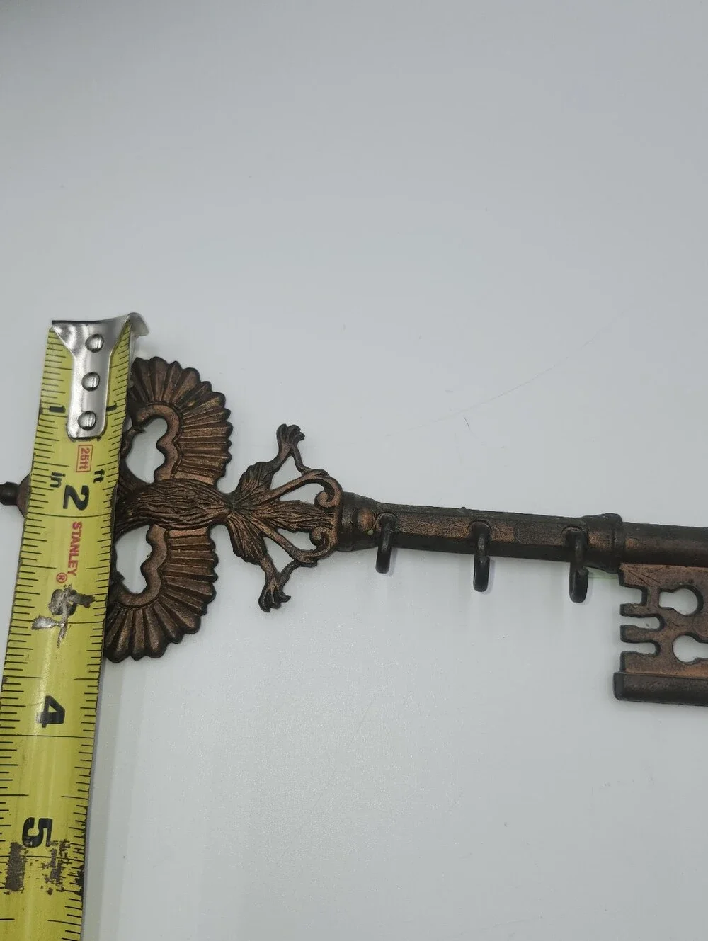 Large Ornate Hook Vintage Cast Metal Iron Skeleton Key: Victorian Wall Decor